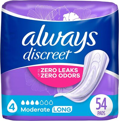 Always Discreet Incontinence Bladder Control Pads For Women Maximum Heavy Long  
