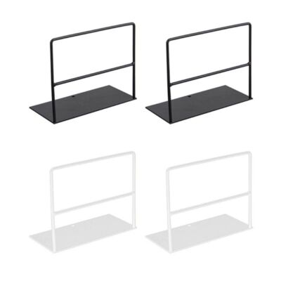 1 Pair Wrought Iron Bookends Book Support Simple Desktop Office Magazine Stand
