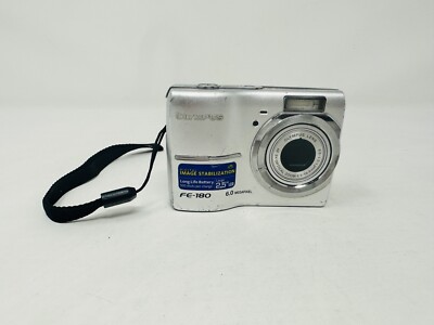 Olympus FE-180 6.0MP Digital Camera Silver w/Image Stabilization - Tested Works