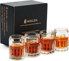 Kollea Shot Glasses, Flash Hider Shaped Clear (Set of 4) 1.96"W x 3.93"H