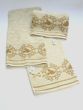 Disney Bath Towels Cream/Tan Hidden Mickey & Minnie Design Set of 2  34x64" RARE