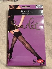 NWT Silky Scarlet Seamer Stockings Nude/Black Medium 36-42  