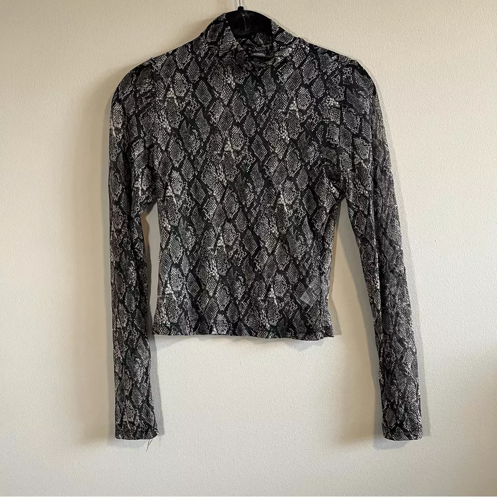 Wild Fable Black Snakeskin Sheer Top XS