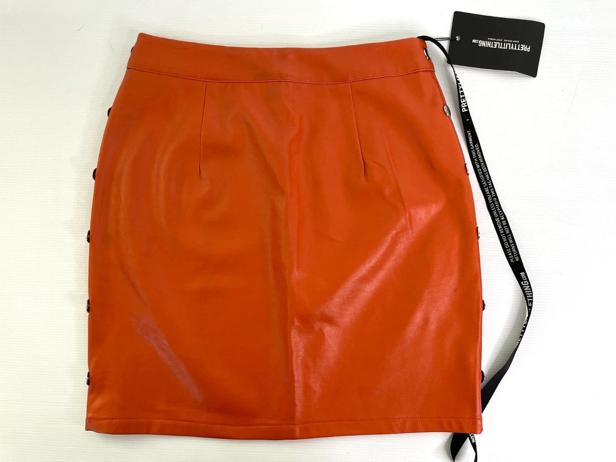 Orange pleather cheap skirt