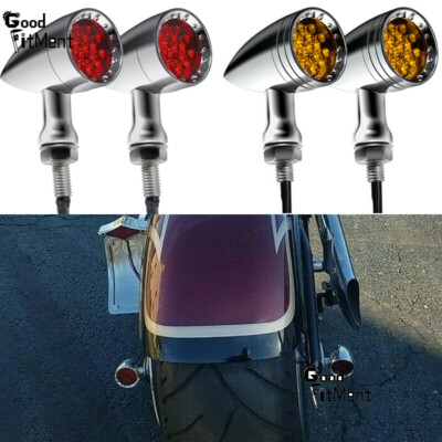 4x Front Amber Rear Red Motorcycle Turn Signals LED Lights For Harley Davidson
