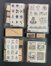Stampin Up Lot of 40 Wooden Stamps New And Used in Original Plastic Cases