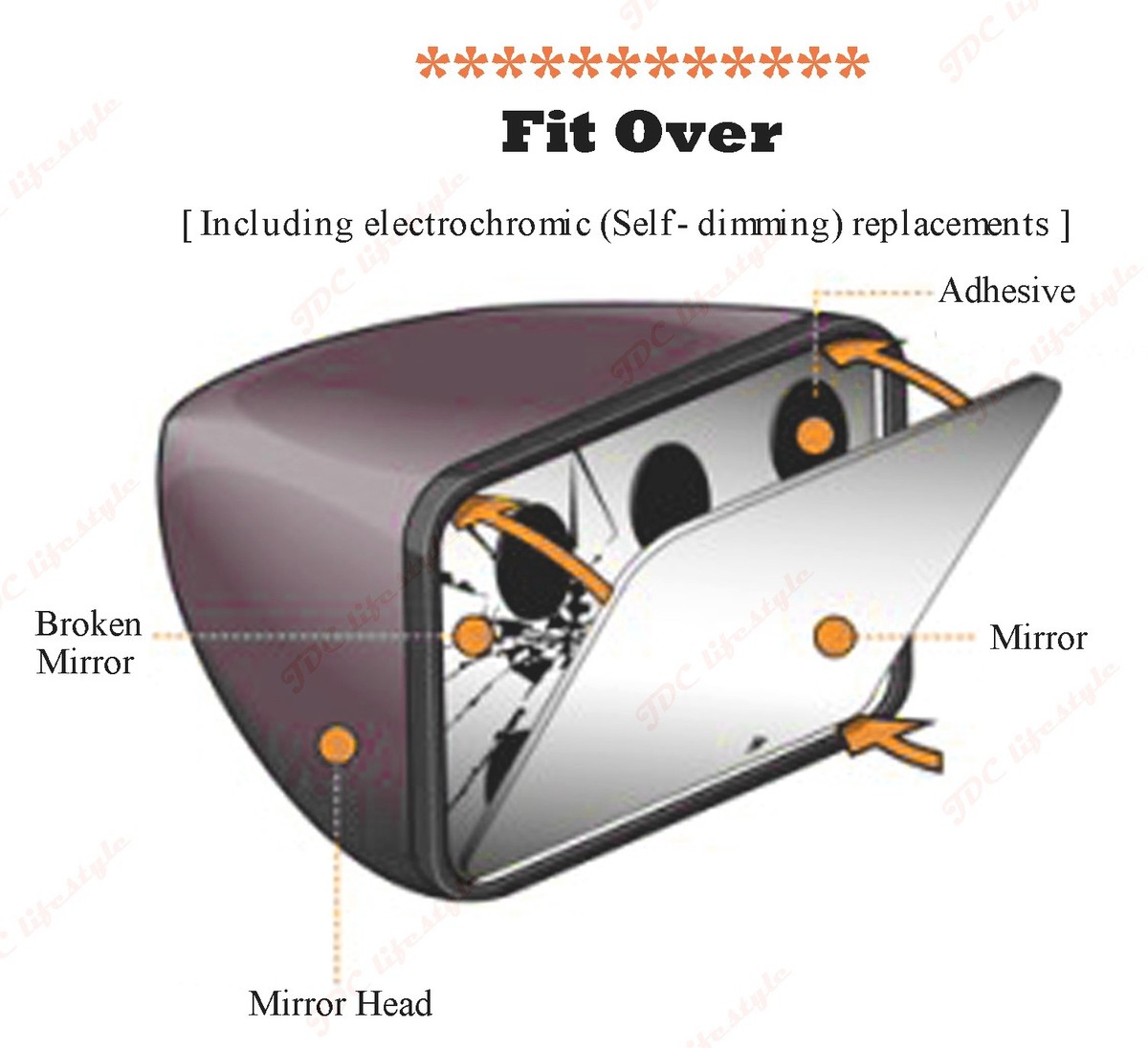 Replacement Mirror Glass With Full Adhesive For 2000-2006 AUDI TT QUATTRO - Passenger Side (Right RH) - View #3