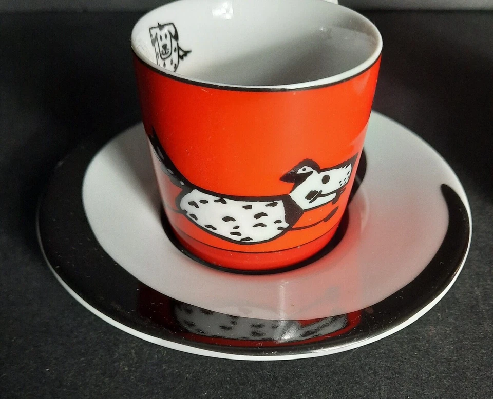 Juego de tazas de café Konitz Espresso Demitasse con platillo perro y gato Alemania Foto 4 de 4