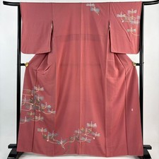 JAPANESE KIMONO HOMONGI PINK BEIGE 165.5cm 5 ft 5 in PURE SILK BB8251