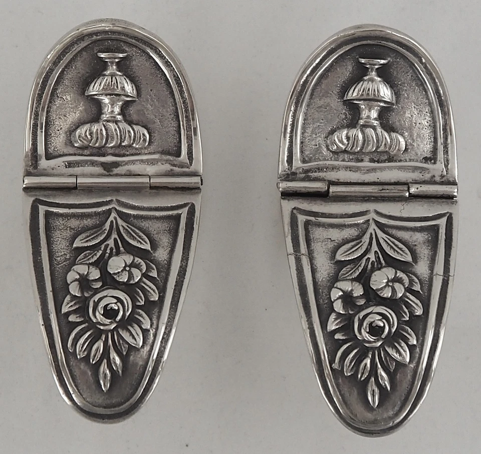 Paire de navette à encens, encensoir église, bronze argenté, XVIIIe. - Photo 2/4