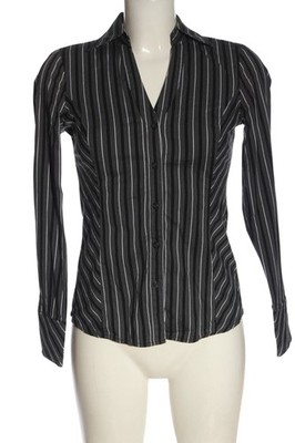 EXPRESS DESIGN STUDIO Langarmhemd Damen Hemd Gr. DE 34 schwarz-hellgrau-weiß