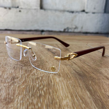Rimless Gold Metal Eyeglass Frames. Unisex Adults. Solid. Clear Lenses