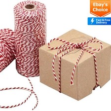 Red and White Twine Jute Cotton String - Gift Wrap Christmas Art Craft 100m UK
