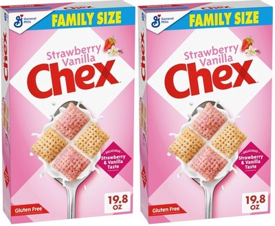Strawberry Vanilla Chex Cereal, Gluten Free Breakfast 19.8 Ounce (Pack of 2) 