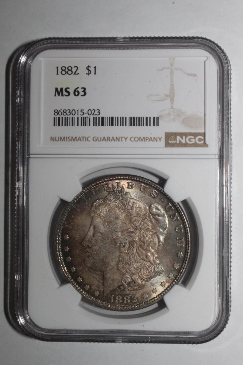 Silver MS 63 Graded 1882 Year Morgan US Dollars (1878-1921) for