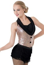 Dance Costume Small Child Gold Weissman 8493 Jazz Sequin Suit Vest