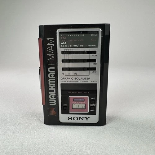 RARE Red Vintage Sony Walkman WM-F47 Radio Cassette Sports Player - Works!
