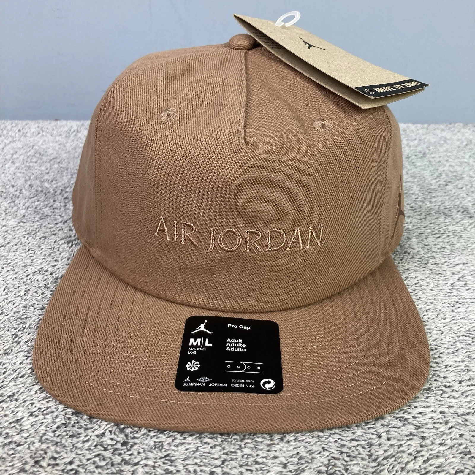 Air Jordan Pro Unstructured Flat Bill Hat Archaeo Brown Size M/L FZ2011 223 NEW