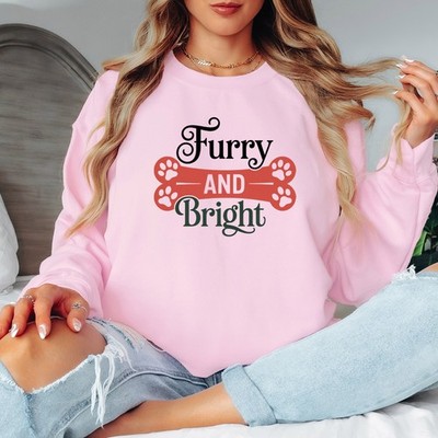 Furry And Bright Hundeknochen Pfotenabdruck Weihnachten Urlaub Damen Sweatshirt Pullover