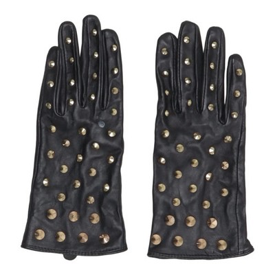 ASOS, Lederhandschuhe, Größe: S, Leder/Polyester, Schwarz/Gold, Damen #iBD