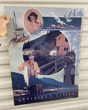Vintage 1980 John Van Zyle Signed Poster ? Ketchikan, Alaska Art, 24 x 18 in