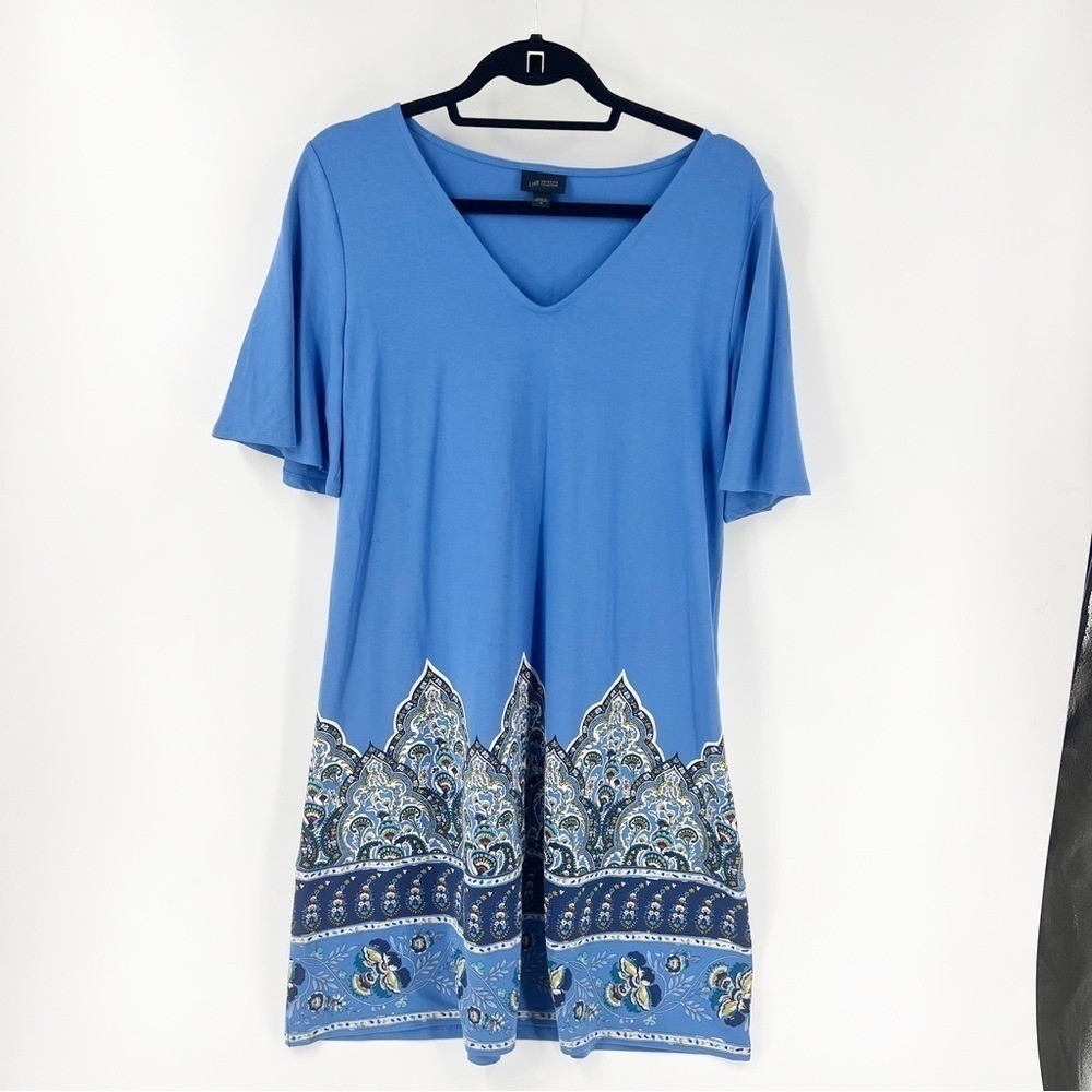 ✅ J JILL Wearever Collection Shift Dress Stretch Knit Women's Size Medium Blue
