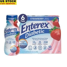 Diabetic Nutritional Shake Strawberry 8oz 6 Pack Gluten Free Low Glycemic New