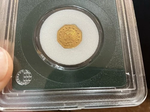 1858 California Gold 1/2 Dollar Token Indian Head 13 Stars Bear Octagon