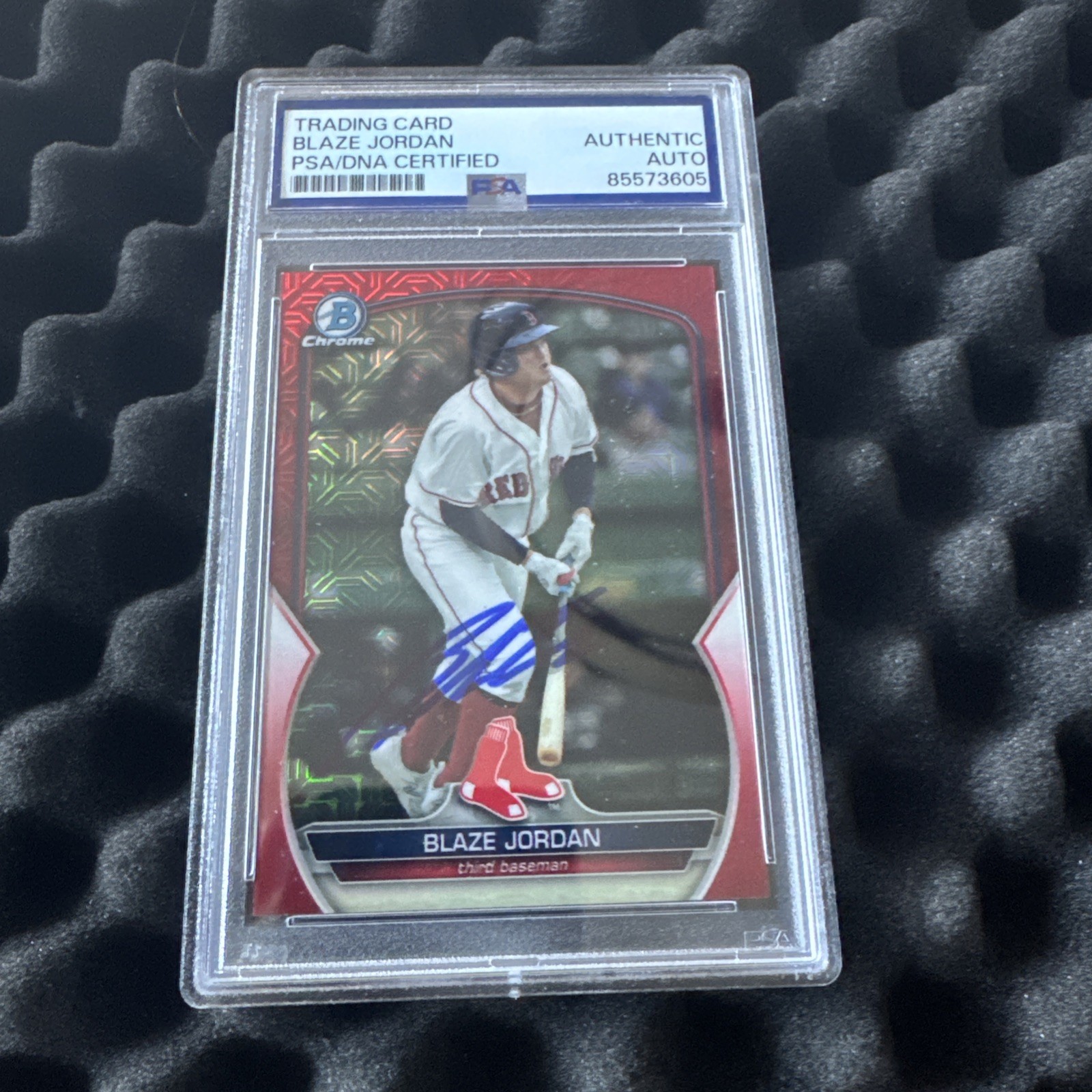 2023 Bowman Chrome Blaze Jordan Red Mojo /5 BCP-167 PSA/DNA Auto