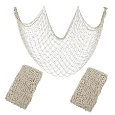 2 Pack Fish Net Decorations for Party beige