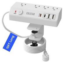 Desk Clamp Power Strip with 4 AC Outlets  4 USB Ports Including PD 20W Fast ...