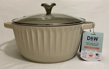 D&W Deane & White 4.5qt Premium Casserole Stock Pot W/Lid-Shiny Off White NWT