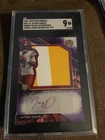 JAYDEN DANIELS AUTO & PLAYER WORN 3 COLOR PATCH RELIC- TOPPS RESURGENCE - SGC 9