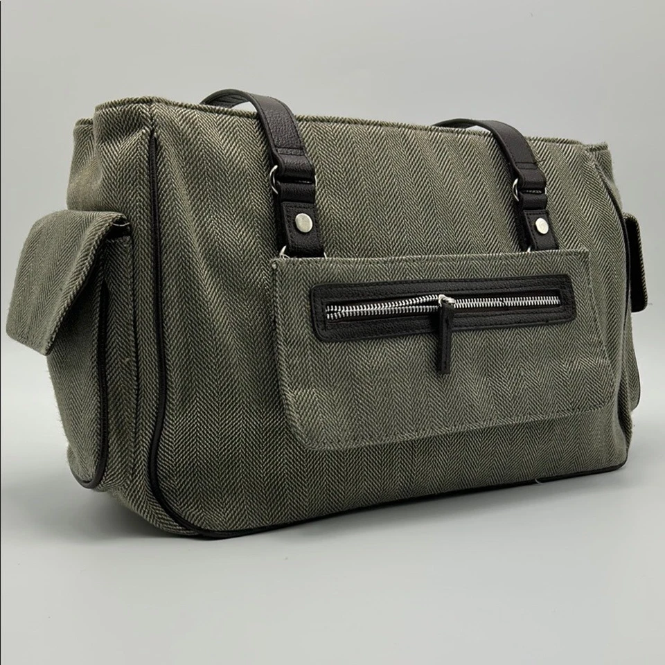 Сумка с короткими ручками Bath & Body Works Tweed Herringbone ручная кладь серая черная на молнии для путешествий - Изображение 2 из 4