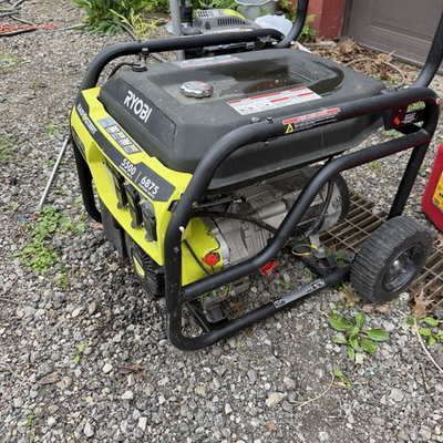 #ad Ryobi 5500 6875 Watt Easy Start Generator Green Black w Wheels Used Once $332.50