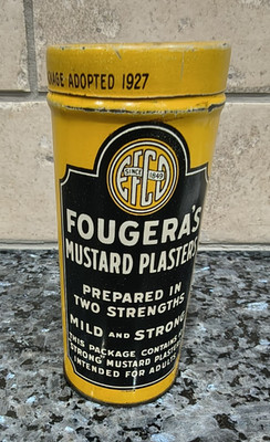 Vintage Fougeras Mild Mustard Plaster Tin France Medical Advertising (w/product)