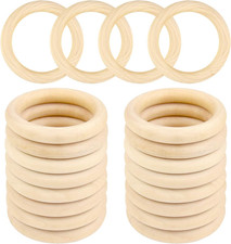 20 Pieces 70Mm Wooden Rings, Natural Unfinished Solid Wooden Rings for Craft DIY