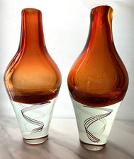    Two Murano Venini Glass Sommerso Heavy Glass Vases   