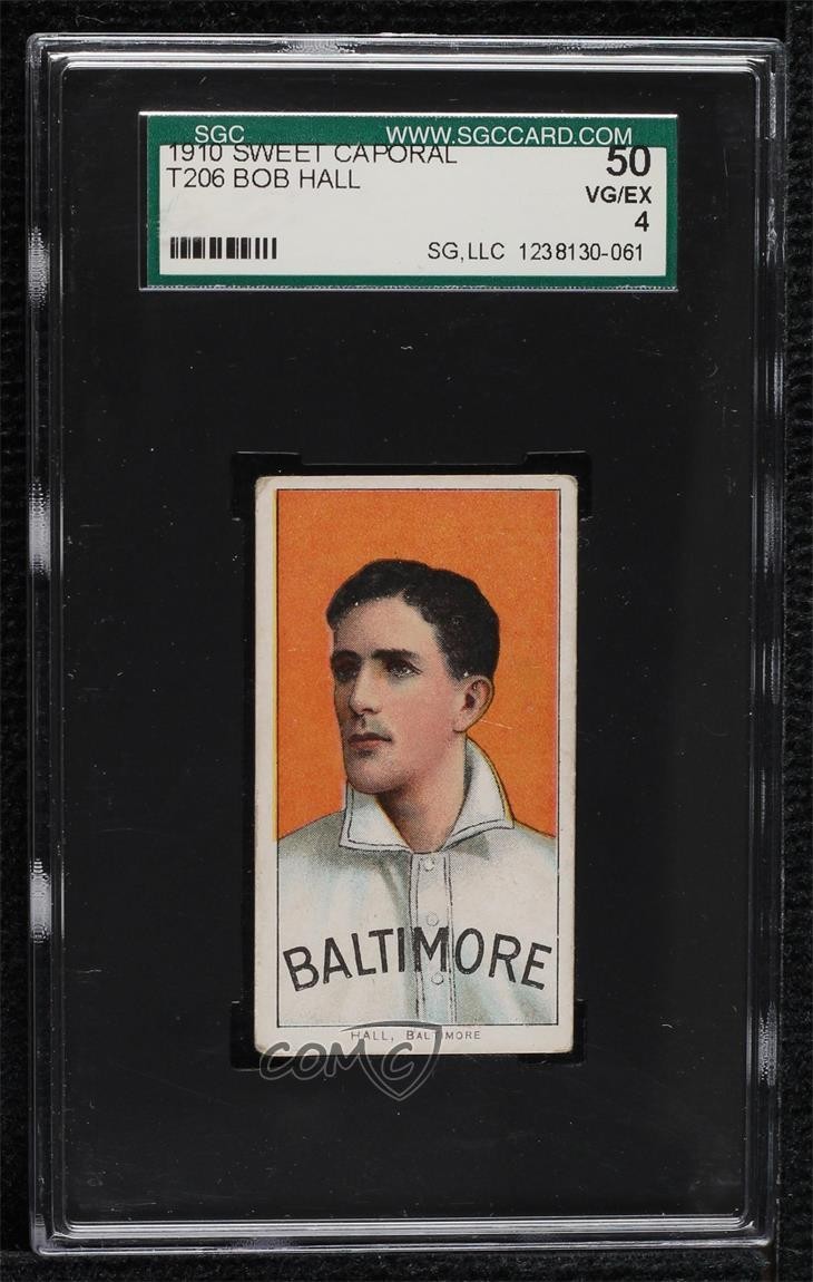 1909-11 T206 Sweet Caporal 350 Factory No 30 Back Bob Hall SGC 50 uk2