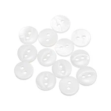 12Pcs Fish Eye Button, 2 Hole 10mm Mother of Pearl Buttons, White