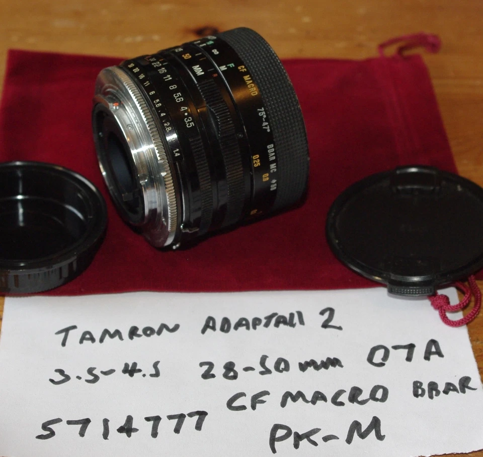 Tamron Adaptall 2 28-50mm f/3.5-4.5 CF Macro BBAR Manual Focus Zoom PK Mount - Image 2 of 4
