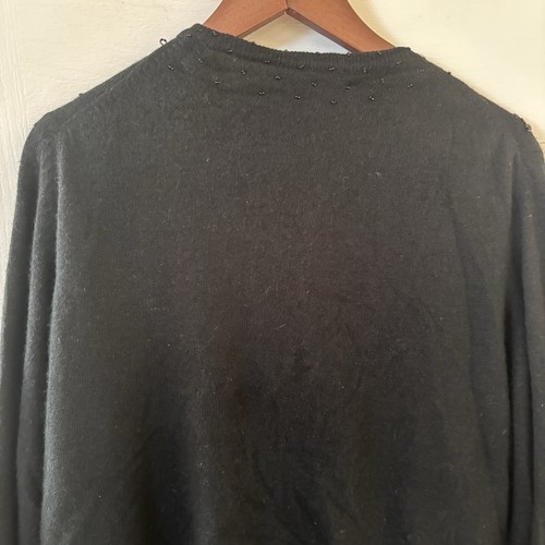 Vintage Lambswool Angora Cardigan Womens 44 Beaded Black Sweater Dark Romantic - Picture 14 of 14