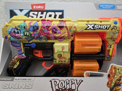 Pistolet XSHOT Skins Menace – Décorations Poppy Playtime – Tir Jusqu'à 27m, 16 Fléchettes, 2 Pistolets – Jeu D'action