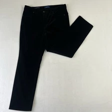 Talbots Petites Womens 12P Black Corduroy Straight Leg Pants High Waist Preppy