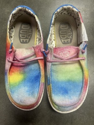 Hey Dude Wendy Dreamer Magic Rainbow Unicorn Tie Dye Shoes Youth Size Y3 L4
