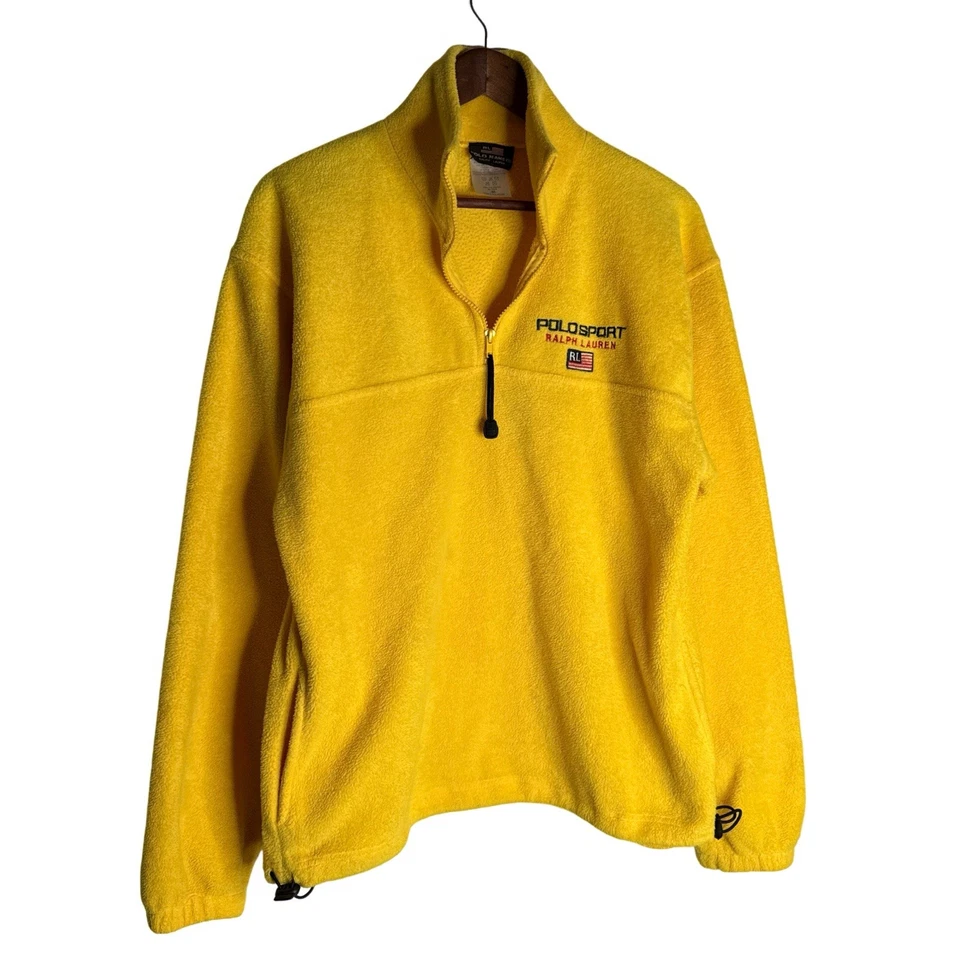Suéter Pullover Vintage Polo Ralph Lauren Polar Para Hombre M Amarillo 1/4 Cremallera Foto 2 de 4