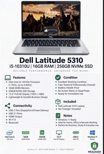 Dell Latitude 5310 Laptop i5-10310U 1.7GHz 16GB 256GB NVME SSD See Description