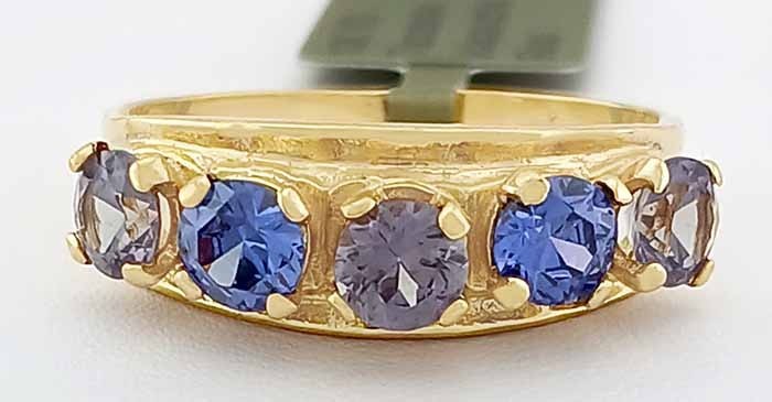 LAB CREATED TANZANITE & ALEXANDRITE RING SOLID 10K YELLOW GOLD - New With Tag