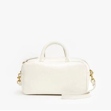 CLARE V Petit Claude Handbag Brie Glace Leath...