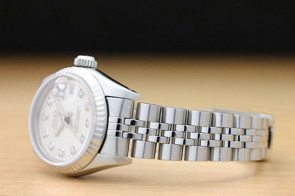 Rolex Damen Datejust 18K Weiss Gold & Edelstahl Silber Zifferblatt Armbanduhr - Bild 4 von 4